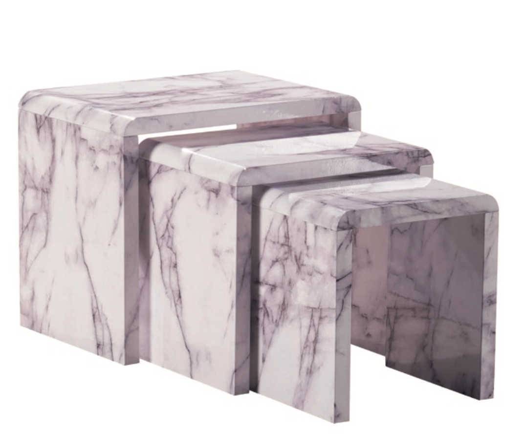 Nest of Tables 080 White Marble effect