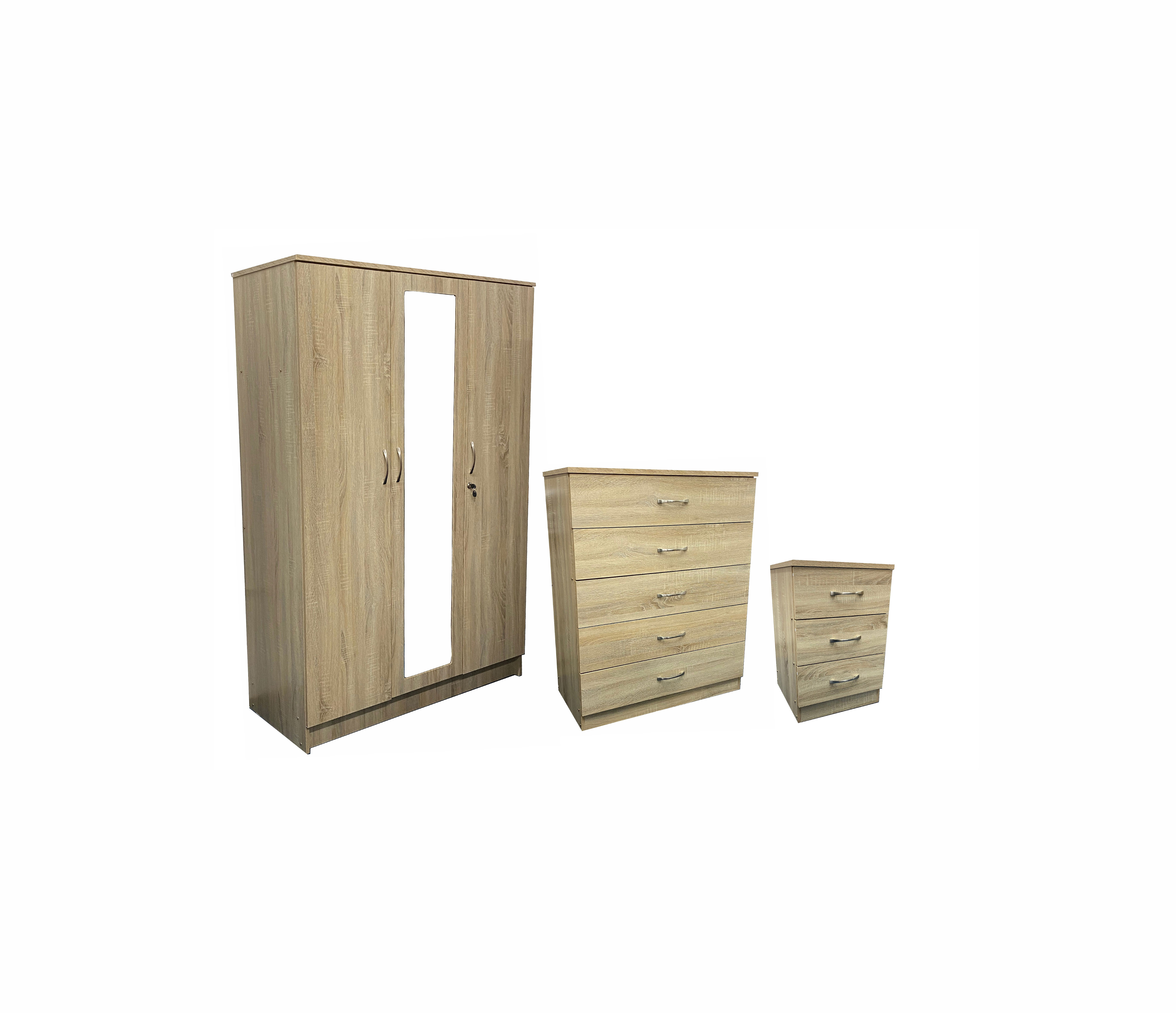 Sonoma oak Alpha 3 door bedroom set (large chest)