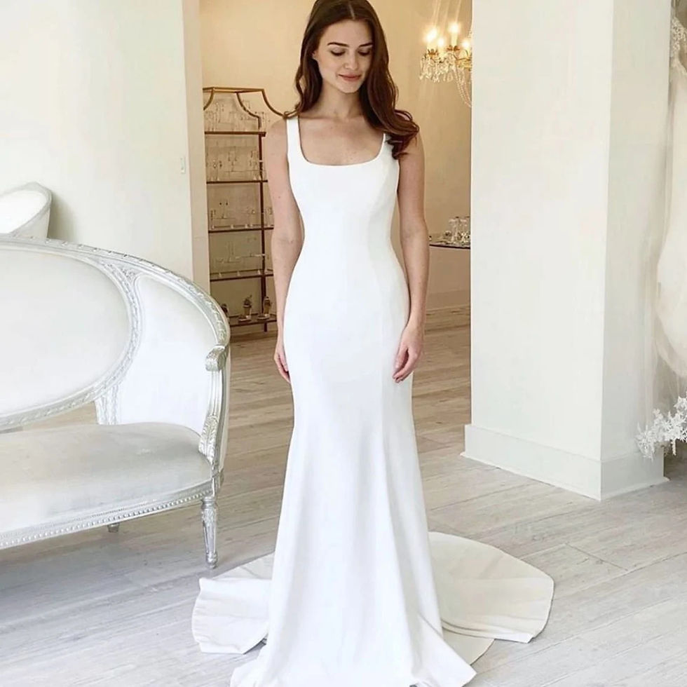 Bohemian Sleeveless Square Neckline Sweep Train Soft Satin Backless  Wedding Dress