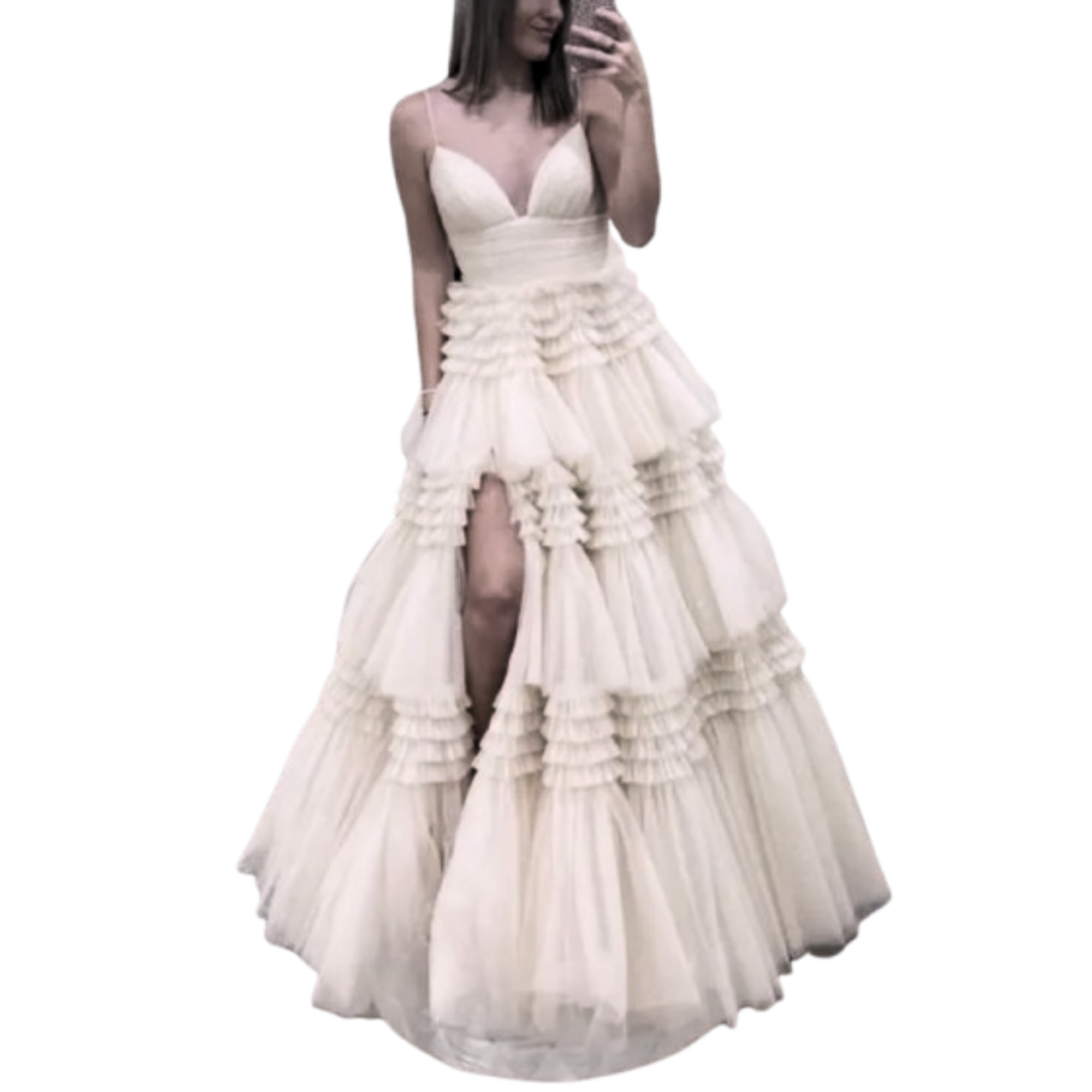 Tulle Champagne Long Prom Dress Evening Gown | Elegant Formal Wear