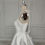 Thumbnail: Square Collar Low Back Mikado Mini Wedding Dress