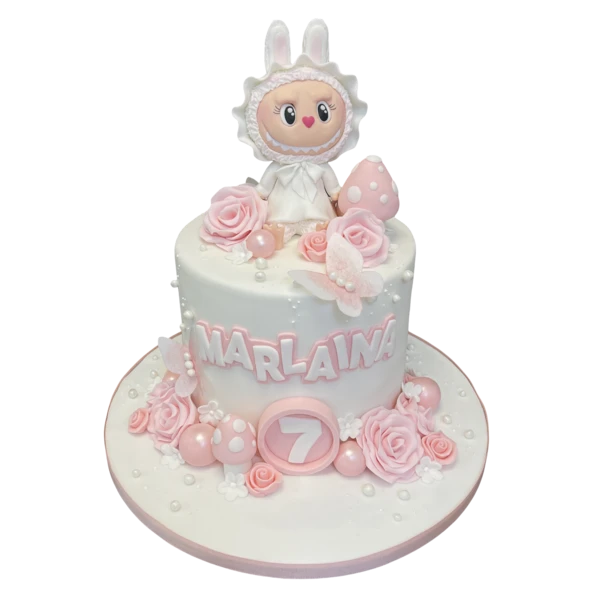 Bespoke Labubu character cake with vibrant colors and detailed features, crafted in Solihull, West Midlands.