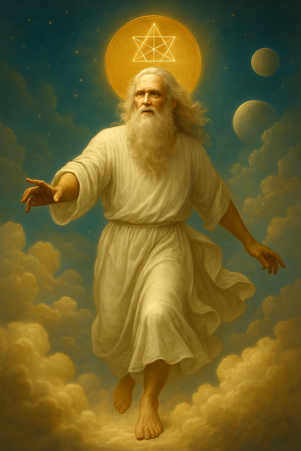 Enoch in the Heavens with Merkabah on his head