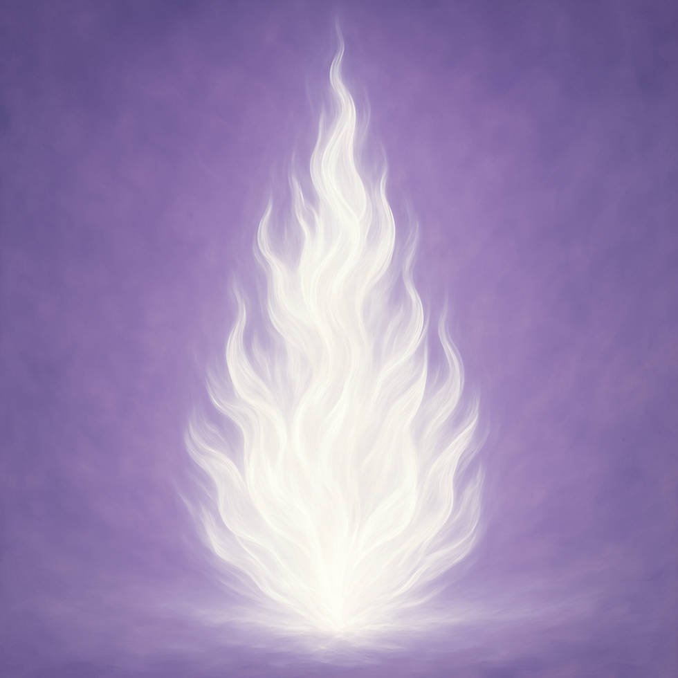 white fire on soft violet background