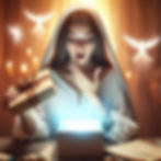 woman opening a box of light codes