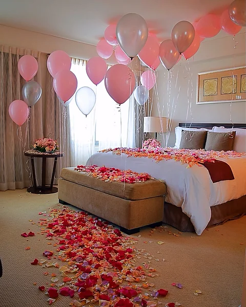 Romantic Balloon And Flowers Room Decoration Dream Surprise