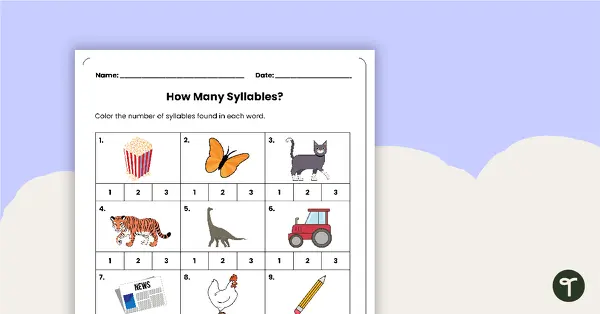 syllable worksheet for children
