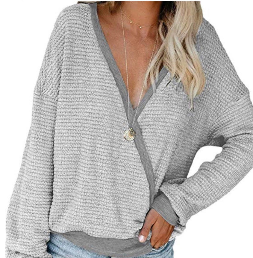 Women's V Neck Wrap Sweater
