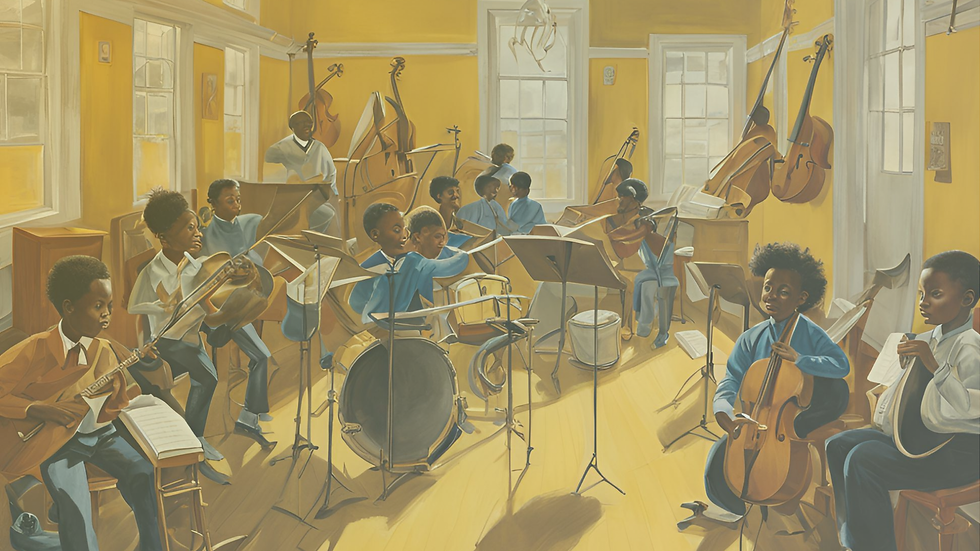 a music room full of students playing instruments