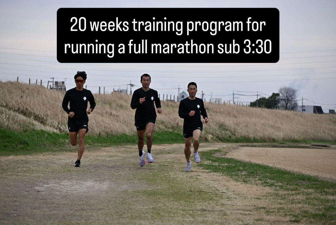 20 weeks training program for running a full marathon under 3:30
