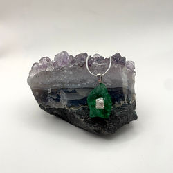 Green Sea Glass & Silver Necklace