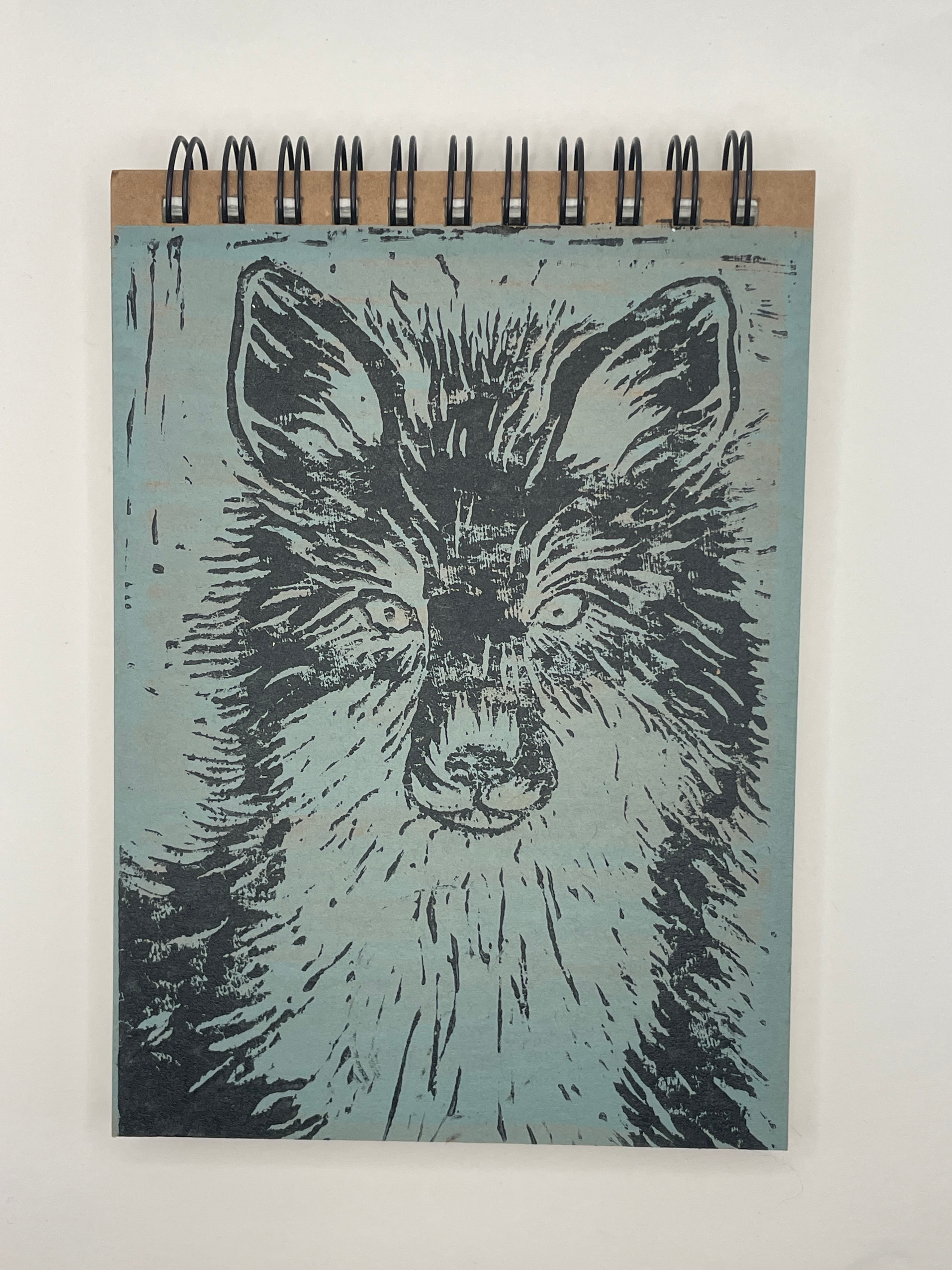 Sage Lino Print Fox A6 Sketchbook