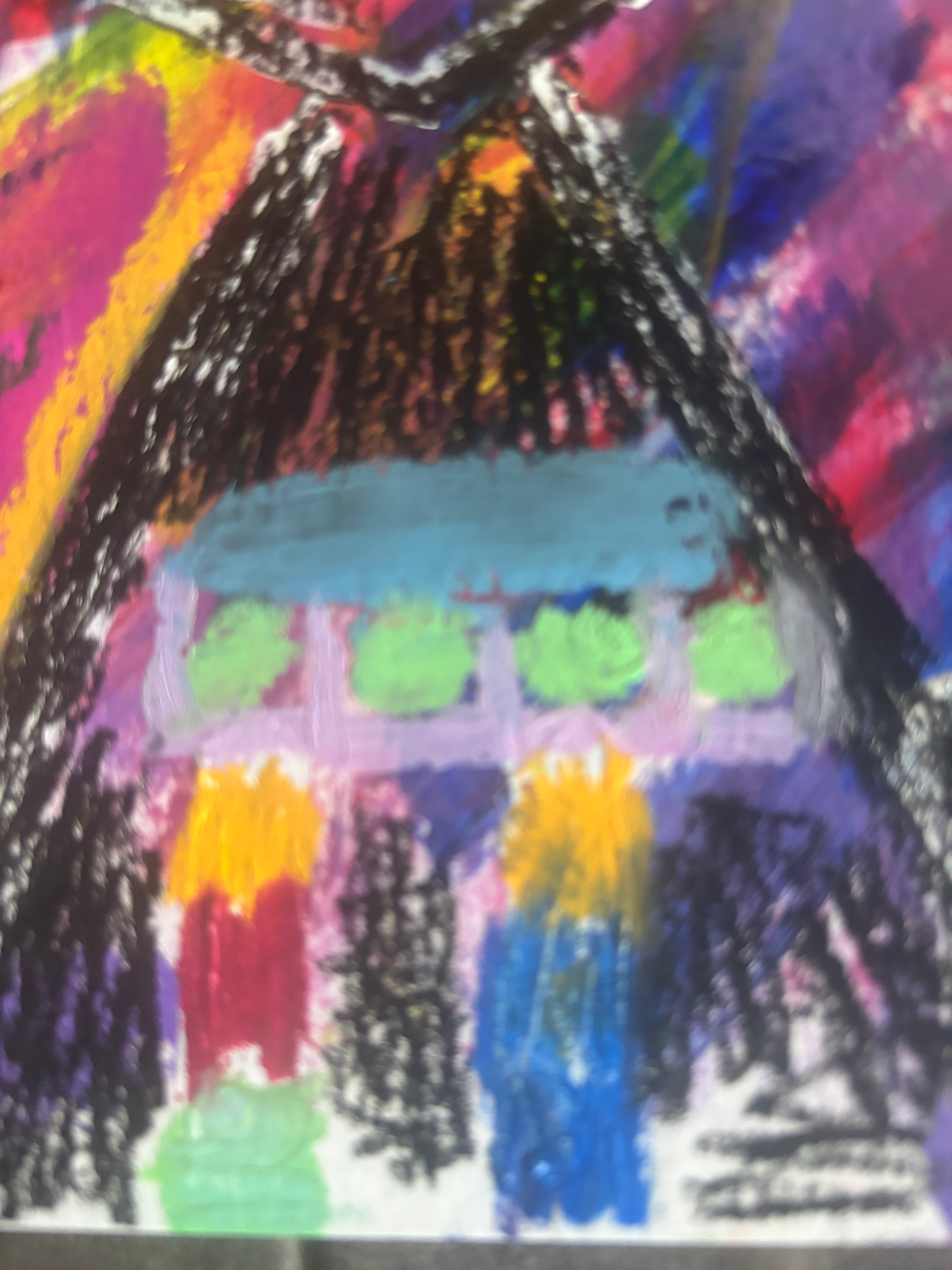 Thumbnail: Colorful Cat- Original Signed Mixed Media Abstract Expressionism