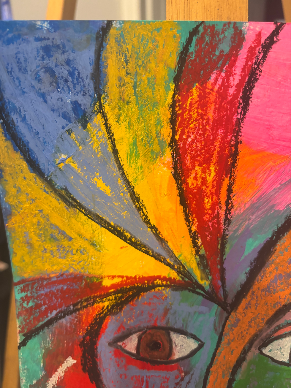 Thumbnail: Bursting Heart - Original Signed Mixed Media Cubism 9x12