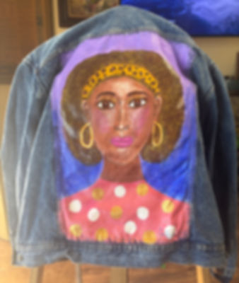 Golden Radiance – Hand-Painted Insulated Stone Wash Denim Jacket