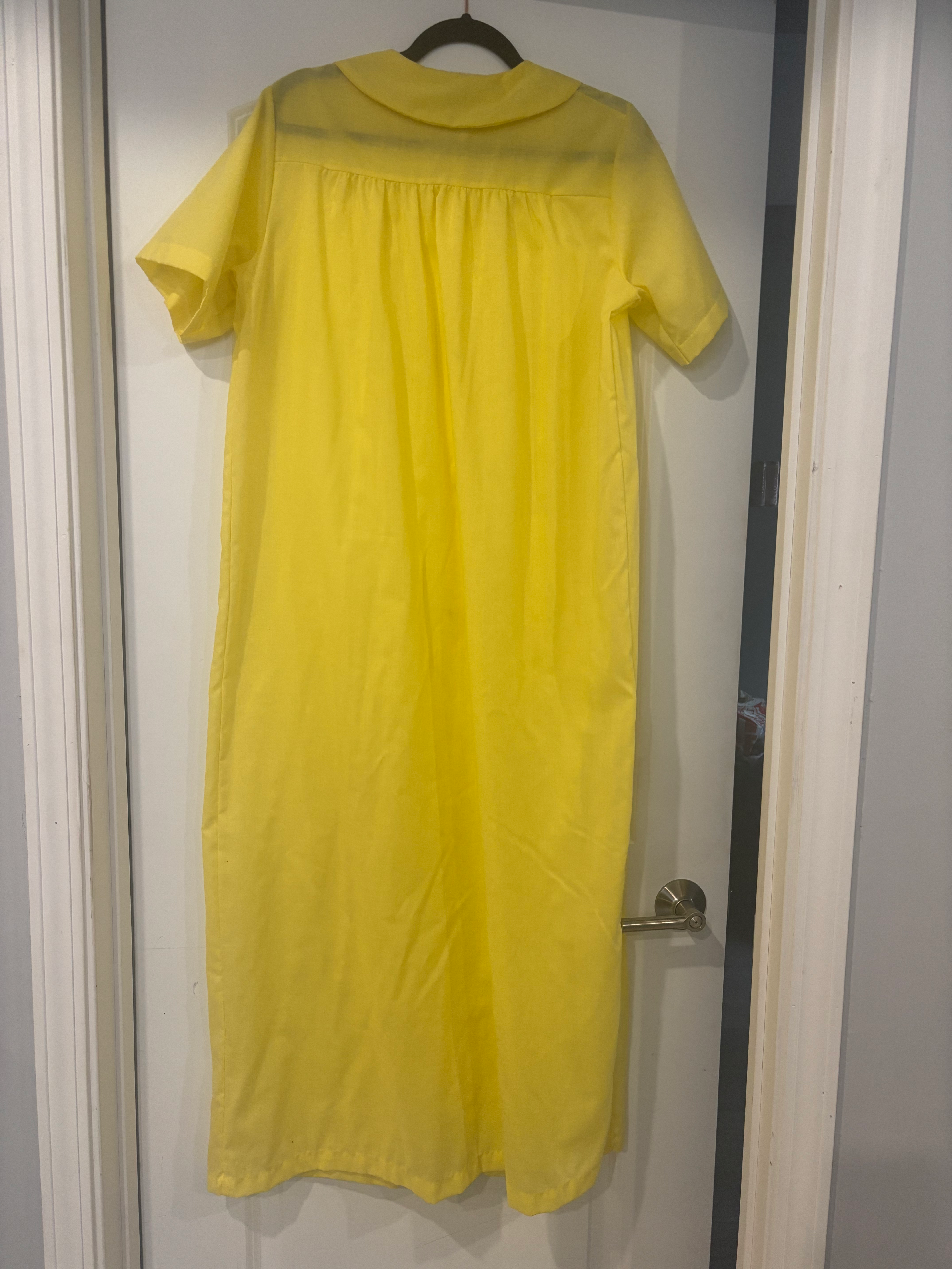 Vintage 70s Sears Koffee Kasual Yellow Duster House Dress Sz 1X