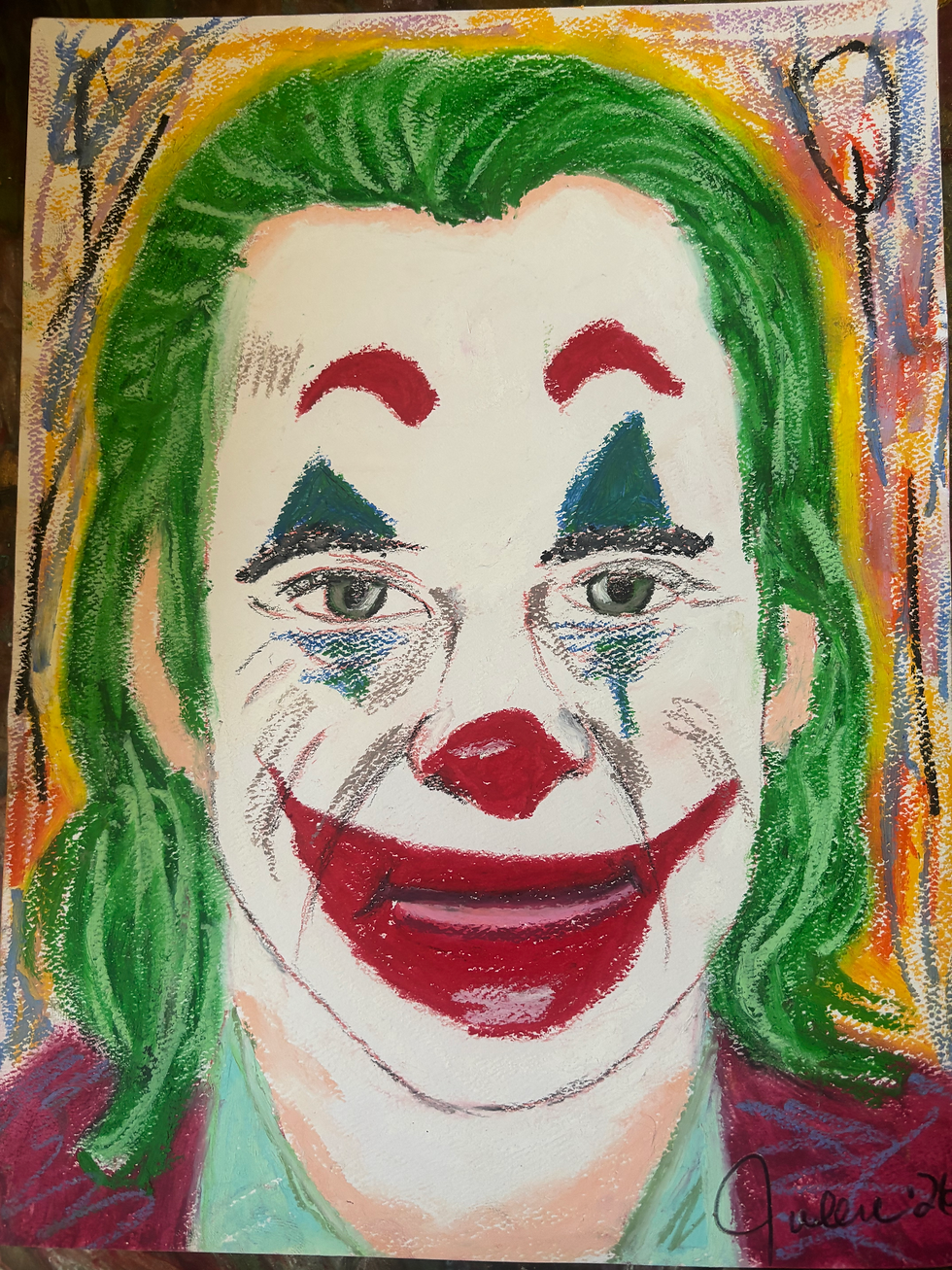 Thumbnail: EXPRESSIONISM 9X12 JOAQUIN PHOENIX (THE JOKER) ORIGINAL SIGNED OIL PASTEL