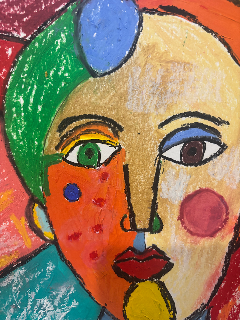 Thumbnail: Diya - Original Signed Mixed Media Cubism 9x12