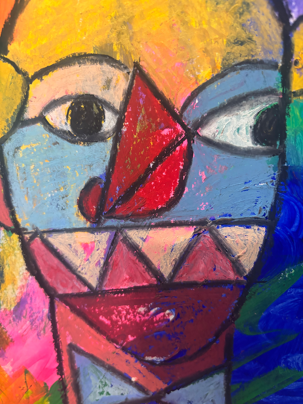 Thumbnail: Mask Face- Original Signed Mixed Media Abstract Portrait 9x12
