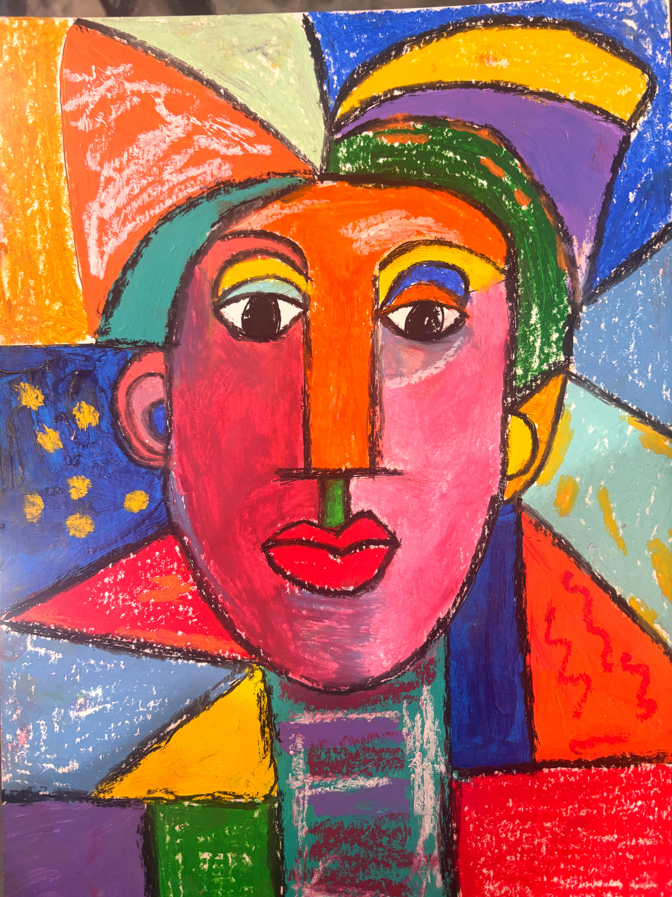 Starlight - Original Signed Mixed Media Cubism 9x12