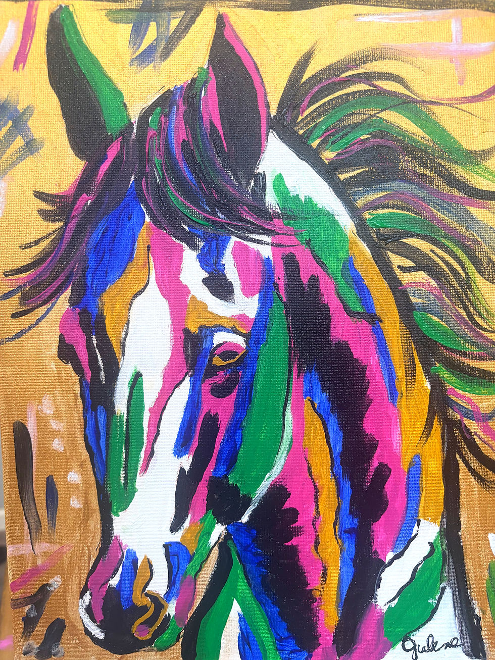 Thumbnail: Golden Charge: Original Painting Horse Acrylic 11x14 Office Home Decor
