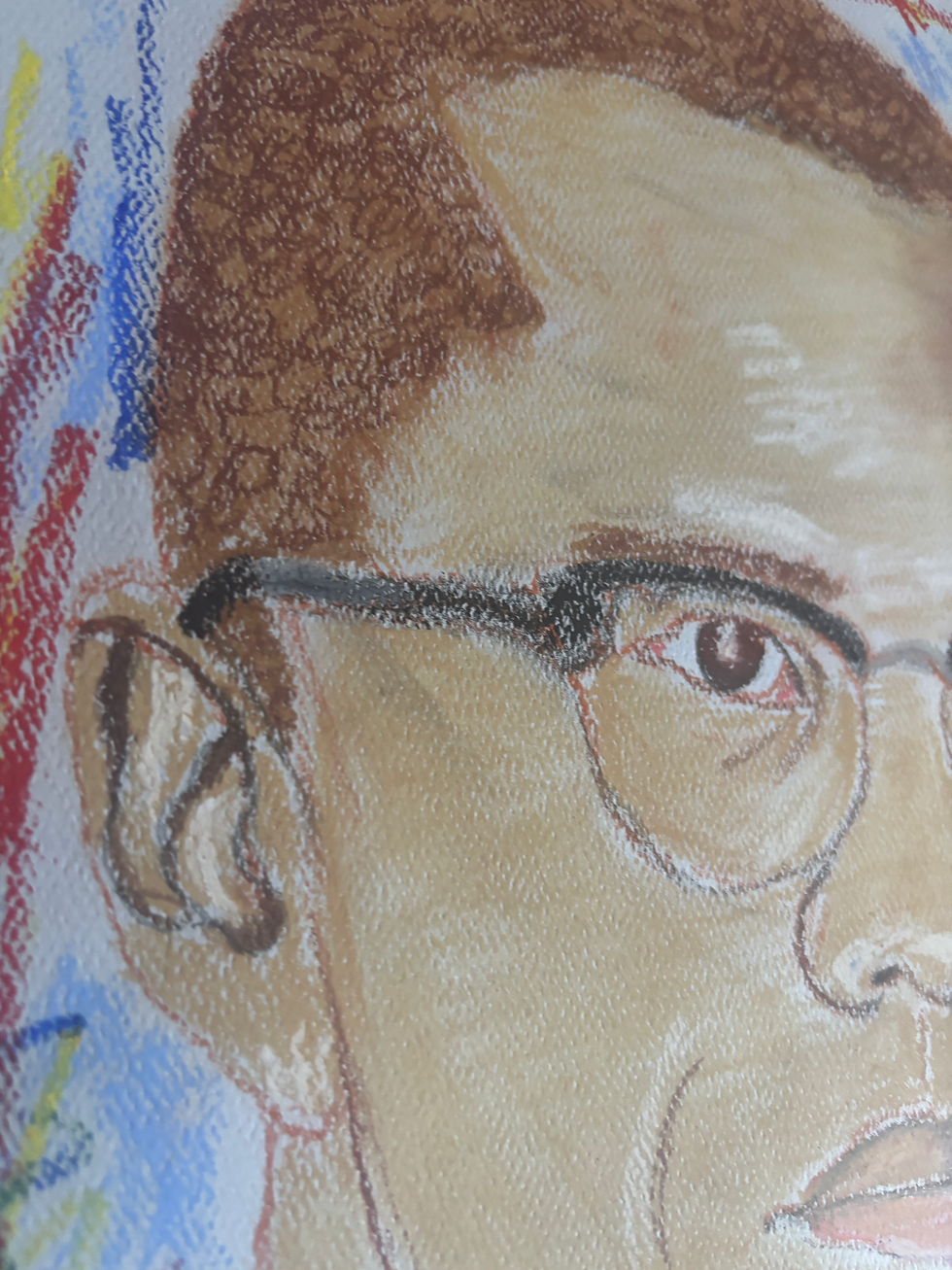 Thumbnail: EXPRESSIONISM 9X12 MALCOLM X ORIGINAL SIGNED OIL PASTE