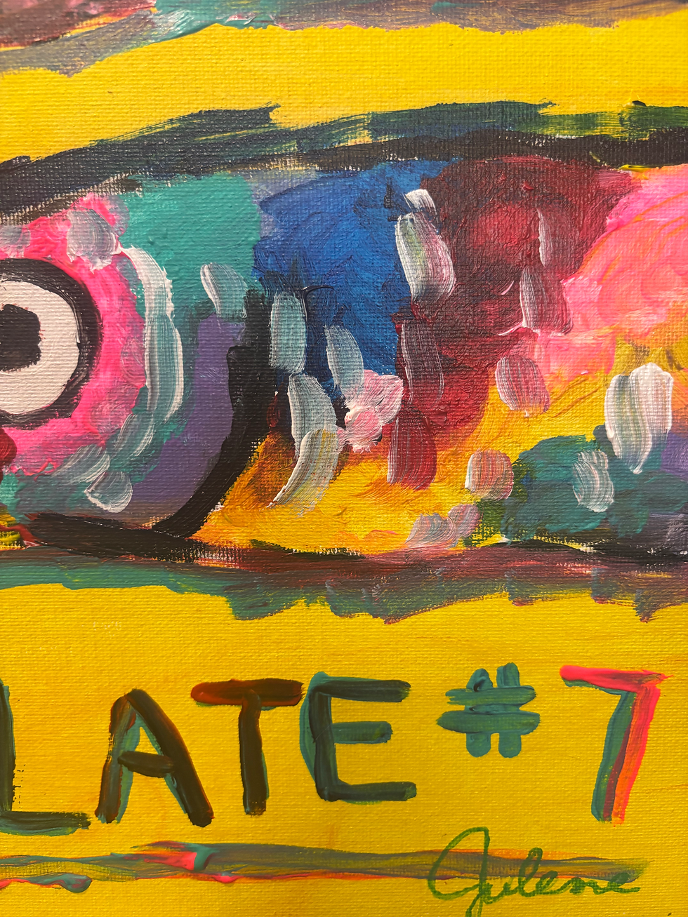 Thumbnail: Plate # 7: Original Painting  Portrait Colorful Fish Salmon Acrylic 11x14 Home