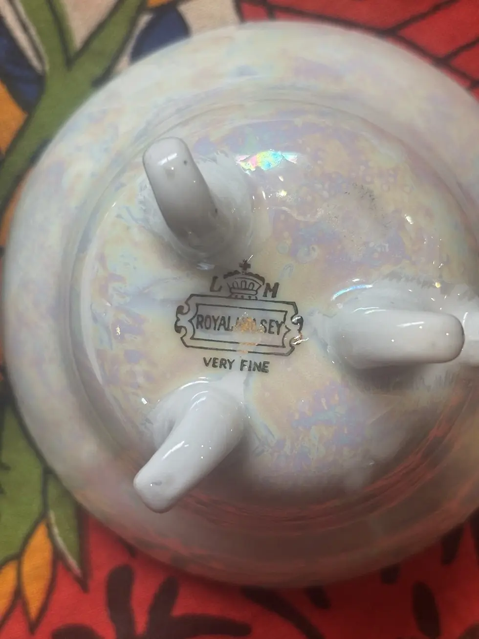 Thumbnail: Vtg Iridescent Lusterware Teacup & Saucer Set | Royal Halsey & Schaller Bavaria
