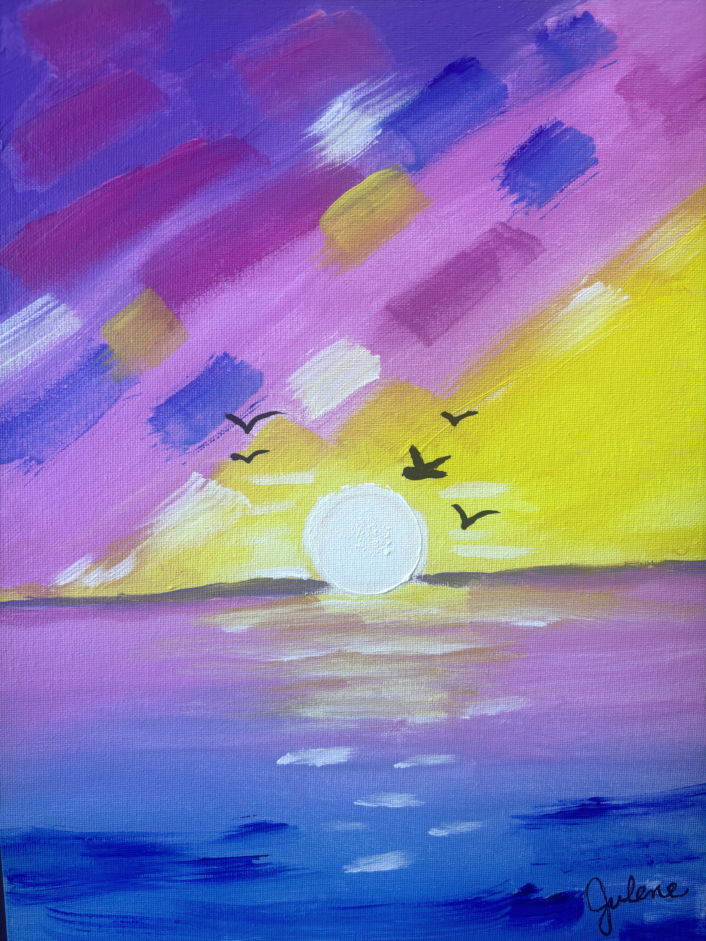 Rainbow Horizon: Original Acrylic Painting 11x14 Home Decor