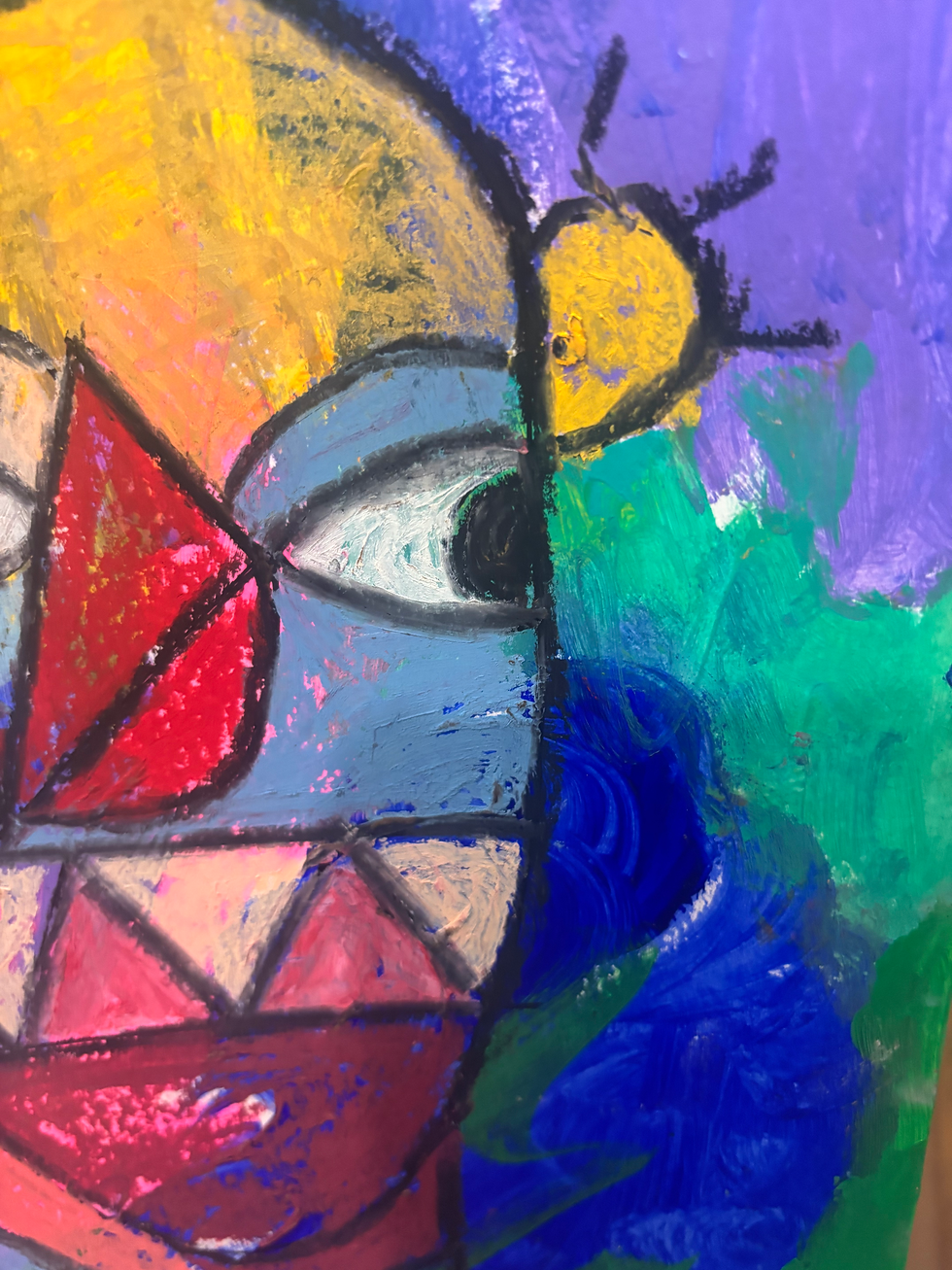 Thumbnail: Mask Face- Original Signed Mixed Media Abstract Portrait 9x12