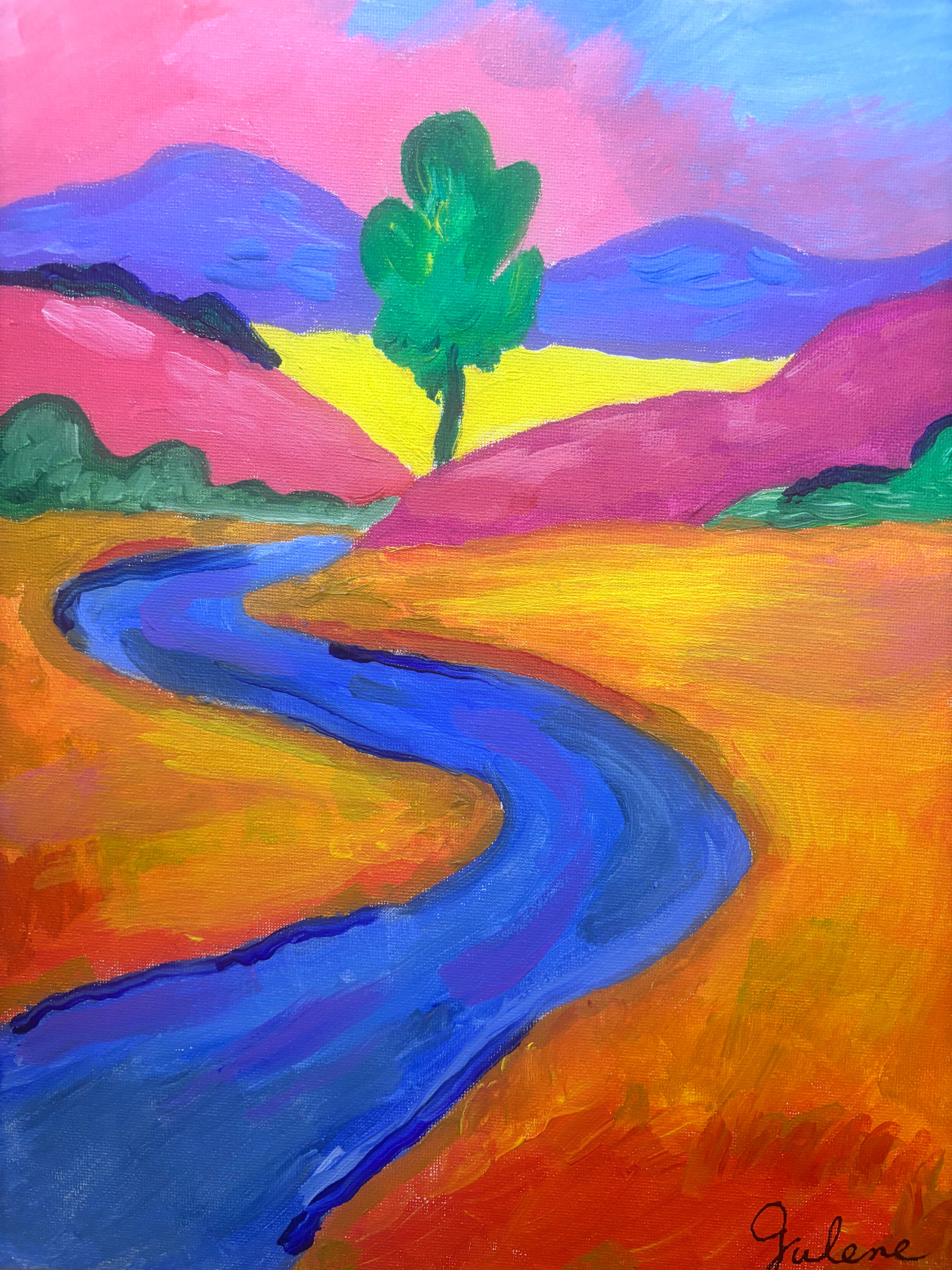 Abstract Landscape: Original Acrylic Painting 11x14 Home Decor
