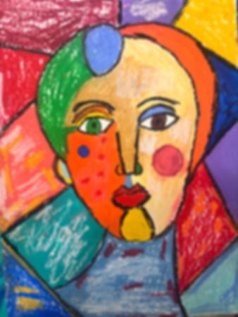 Diya - Original Signed Mixed Media Cubism 9x12