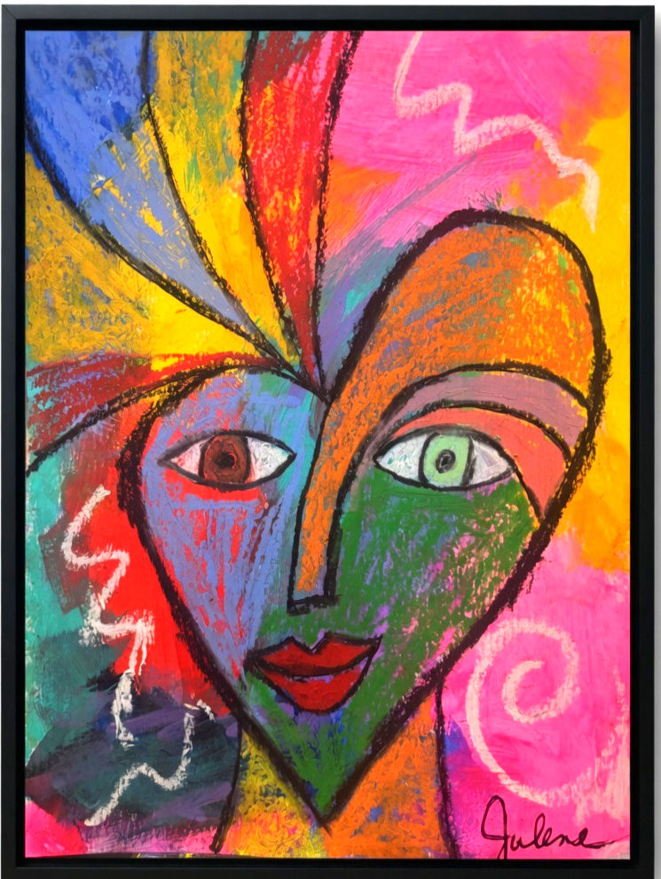 Bursting Heart - Original Signed Mixed Media Cubism 9x12