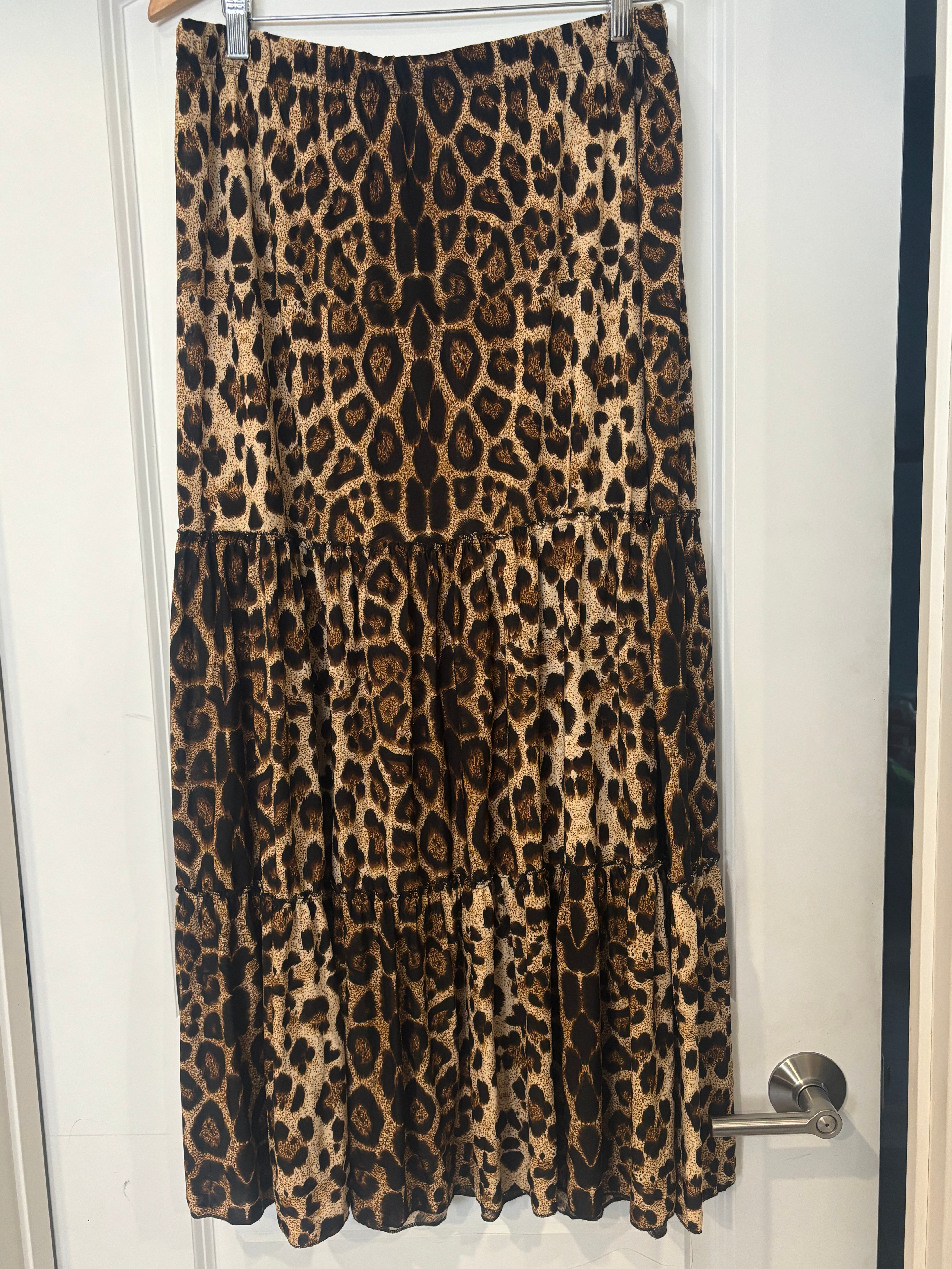 Magic Y2K Whimsigoth Leopard Print Tiered Maxi Skirt XL 1X