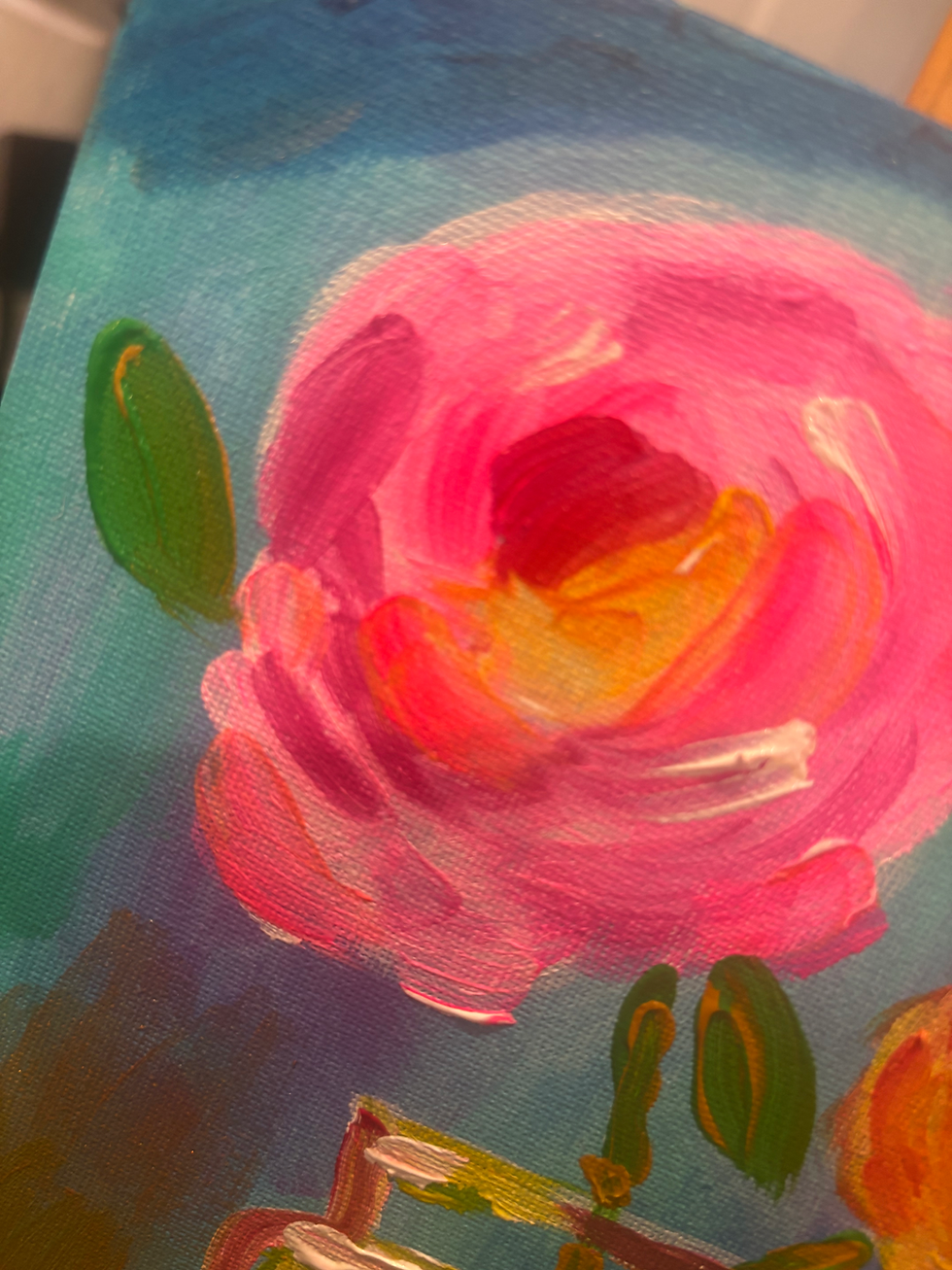 Thumbnail: Maribel: Original Painting of Abstract Flowers 8x10