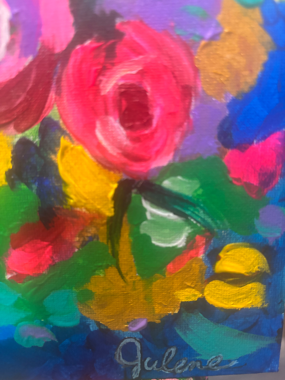 Thumbnail: Dolores: Original Painting of Fun Abstract Flowers 8x10