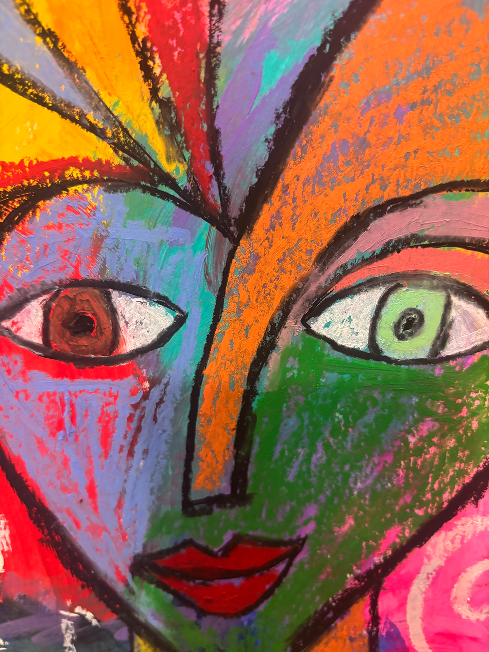 Thumbnail: Bursting Heart - Original Signed Mixed Media Cubism 9x12