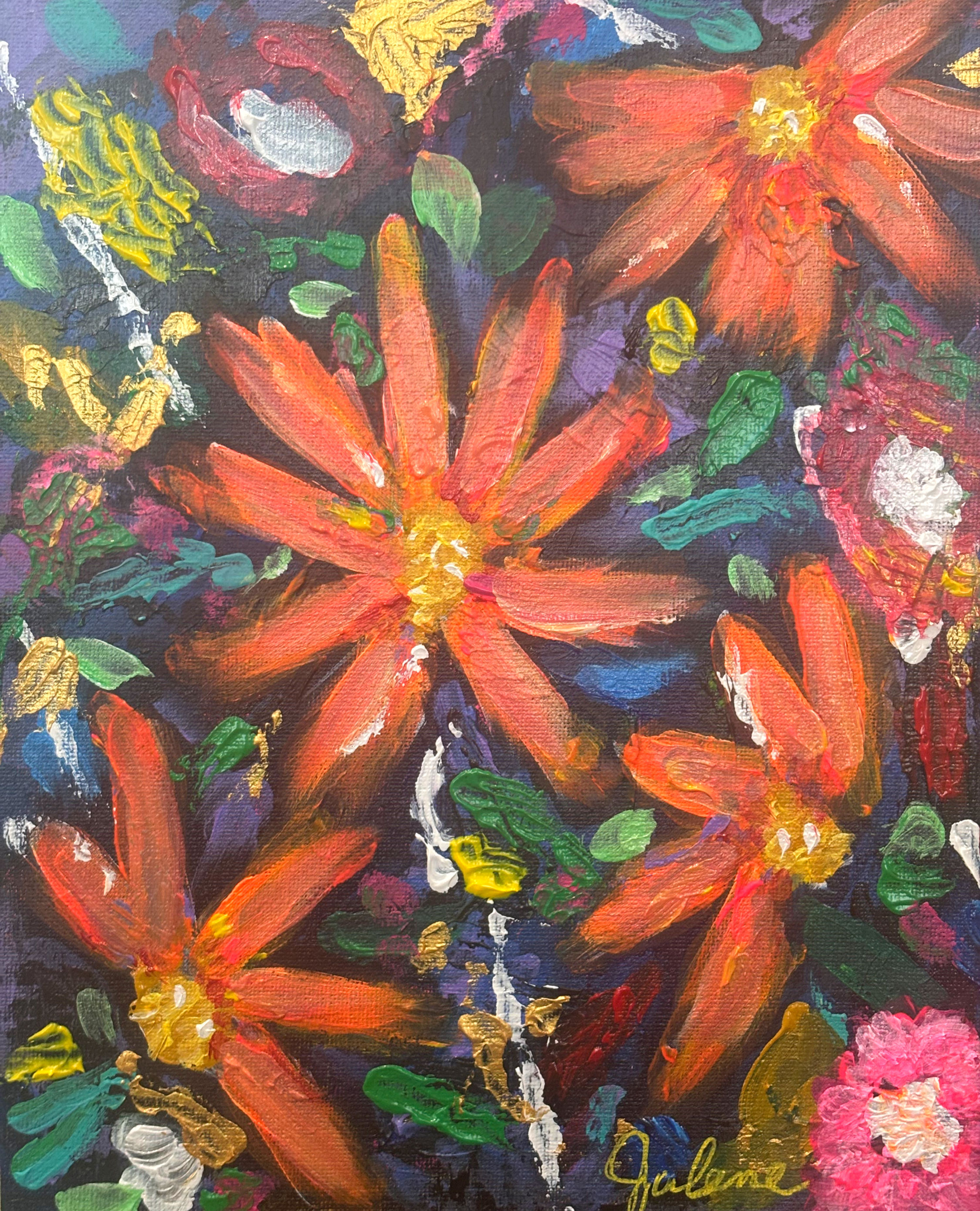 Tabitha: Original Painting of Fun Abstract Flowers 8x10