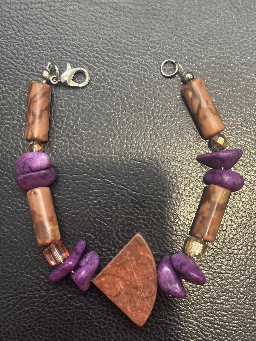 Thumbnail: Boho Handcrafted Jasper Natural Stone Bracelet