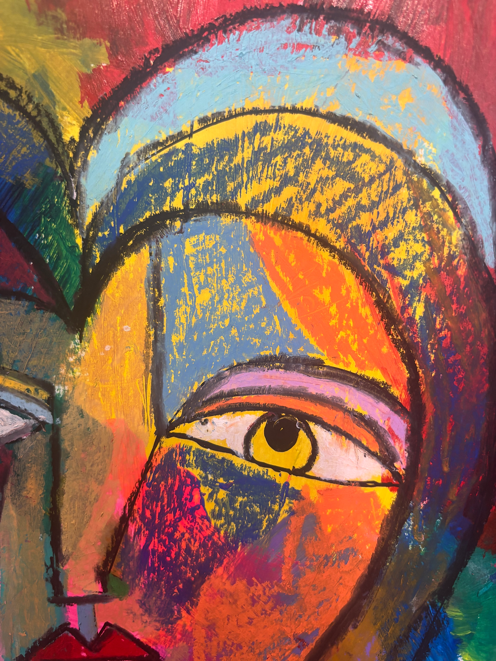Thumbnail: Vivid Heart - Original Signed Mixed Media Cubism 9x12