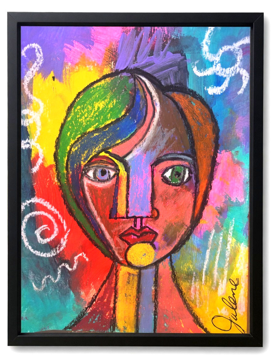 The Glare - Original Signed Mixed Media Cubism 9x12