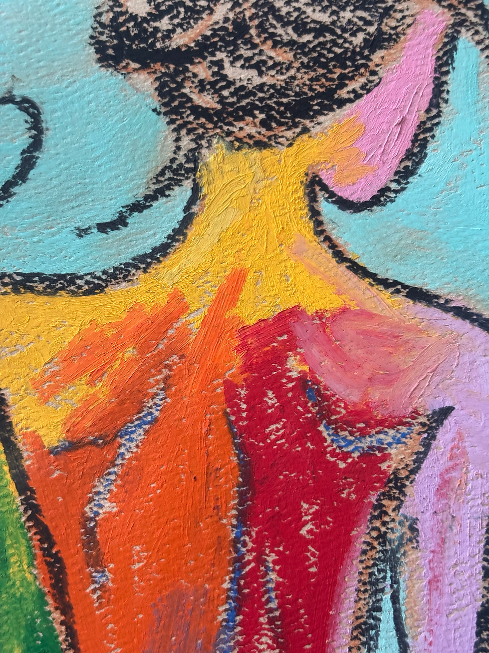 Thumbnail: Colorbound Figures 1 - Original Oil Pastel Abstract Figure 6x9