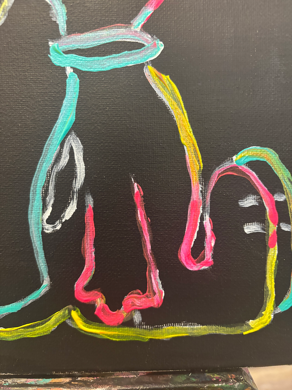 Thumbnail: Neon Cartoon Character: Original Painting  Acrylic 11x14 Home Office Dec