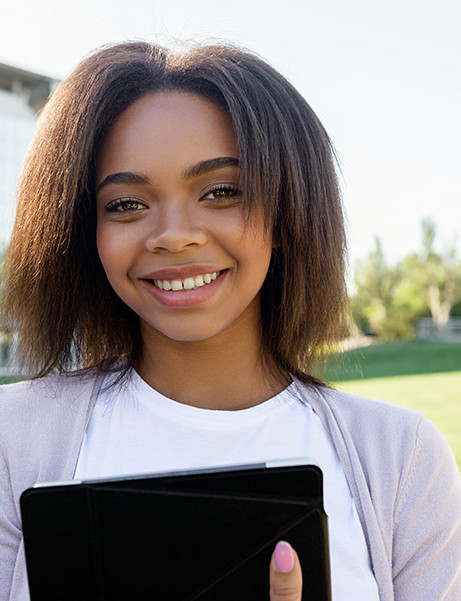 High School Girl smiling at the camera