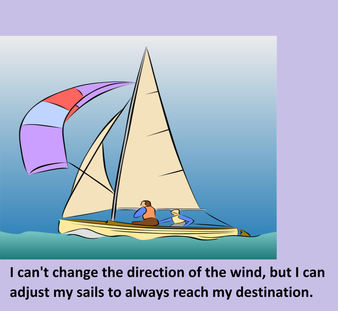 I cannot change the direction of the wind, but I can adjust my sails to always reach my destination.