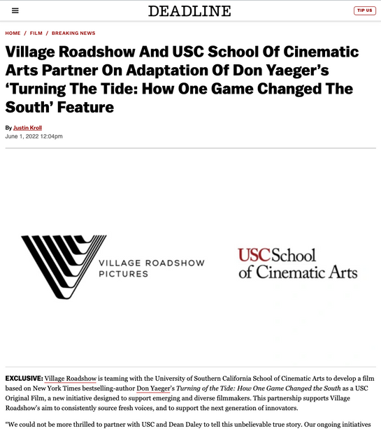 Village Roadshow x USC Turning of the Tide. James Grisom one of writers for Village Roadshow and USC