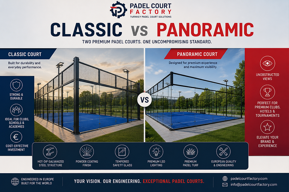 Klasik mi yoksa Panoramik Padel Kortları mı: Projeniz İçin Hangisi Daha Uygun?
