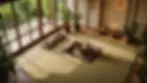 High angle view of a serene meditation space