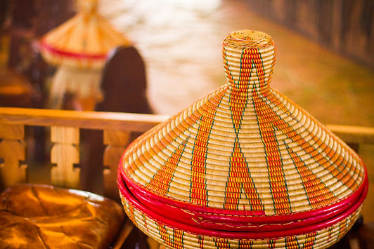 Traditional woven Ethiopian injera bread