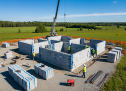 ICF insulated concrete form foundation construction - energy-efficient custom home building method b